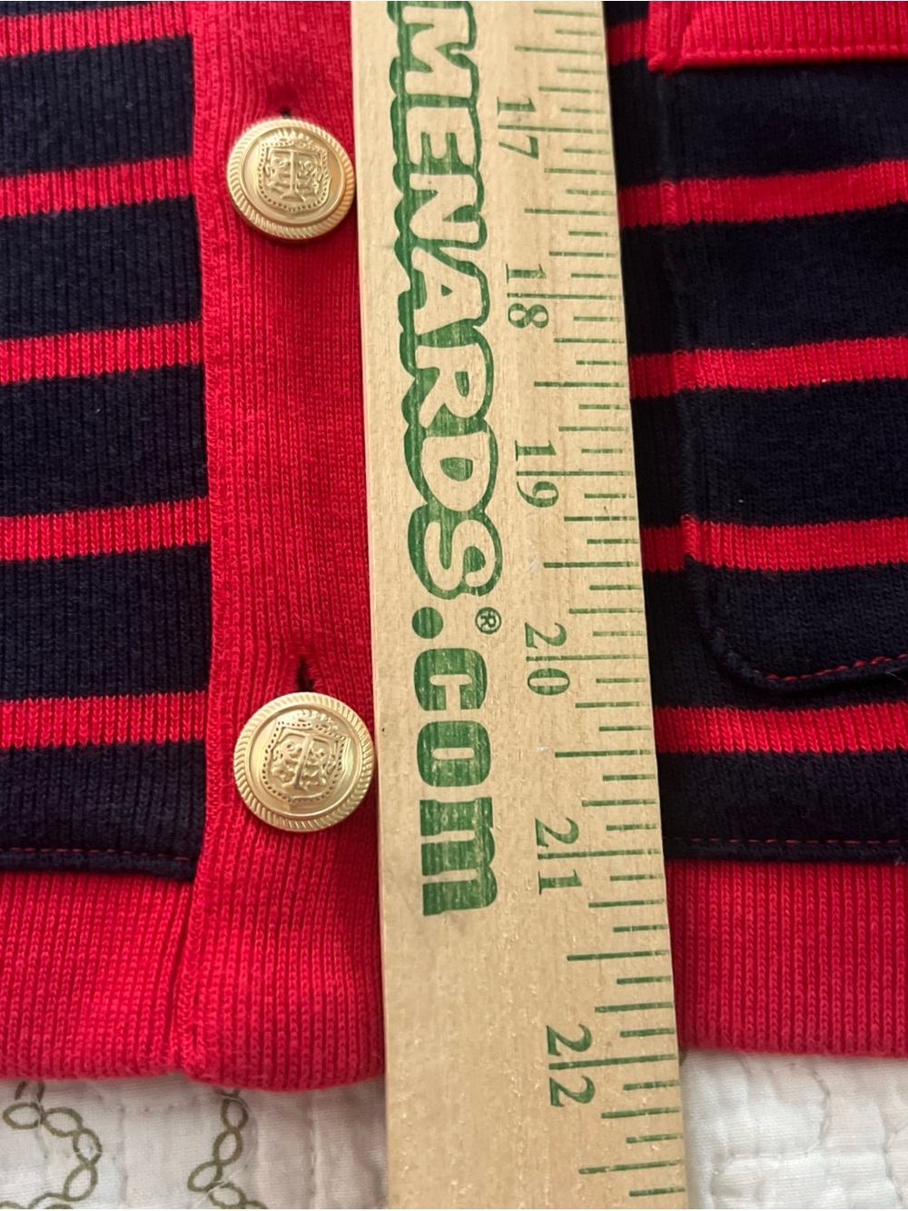Talbots Cardigan M Navy Blue Red Striped Gold Buttons Preppy Academia, Work EUC - Picture 7 of 11